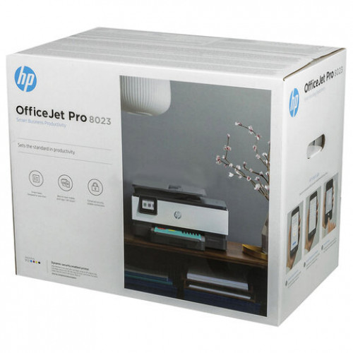 МФУ струйное HP OfficeJet Pro 8023, 3 в 1, A4, 1200х1200, 29 стр./мин, 20000 стр./месяц, ДУПЛЕКС, сетевая карта, Wi-Fi, 1KR64B