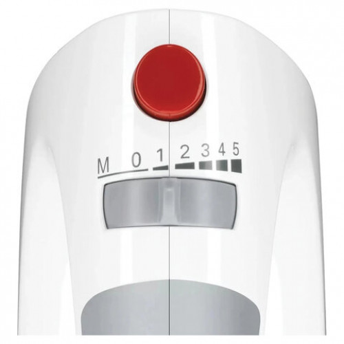 Миксер BOSCH MFQ 3540, 450Вт, 5 скоростей, 2 венчика, 2 крюка для теста, стакан, белы, MFQ3540