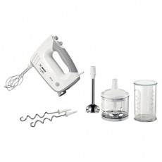 Миксер BOSCH MFQ 36480, 450Вт, 5 скоростей, 6 насадок, стакан, белый, MFQ36480
