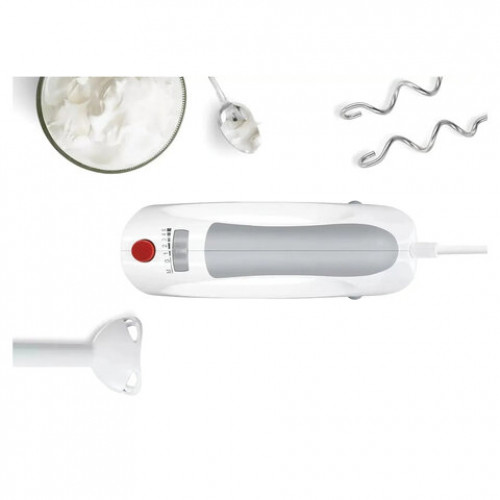 Миксер BOSCH MFQ 3540, 450Вт, 5 скоростей, 2 венчика, 2 крюка для теста, стакан, белы, MFQ3540