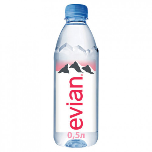 Вода негазированная минеральная EVIAN (Эвиан), 0,5 л, пластиковая бутылка, 13861