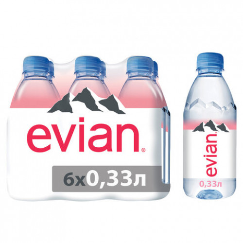 Вода негазированная минеральная EVIAN (Эвиан), 0,33 л, пластиковая бутылка, 13860