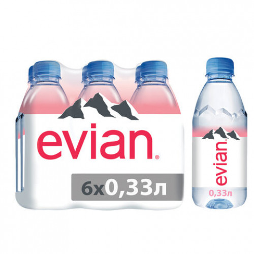 Вода негазированная минеральная EVIAN (Эвиан), 0,33 л, пластиковая бутылка, 13860