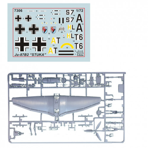 Модель для сборки САМОЛЕТ Бомбардировщик немецкий JU-87B4, масштаб 1:72, ЗВЕЗДА, 7306