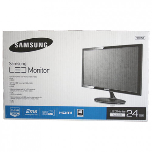 Монитор SAMSUNG S24D300H, 24 (61 см), 1920x1080, 16:9, TN, 2 мс, 250 cd ...