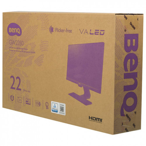 Монитор BENQ GW2280 21,5 (55 см), 1920x1080, 16:9, VA, 5 ms, 250 cd, VGA, HDMI, черный, 9H.LH4LB.QBE