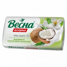 Мыло-крем 90 г ВЕСНА АССОРТИ Жасмин и кокосовое молочко, нежная пена, 6205