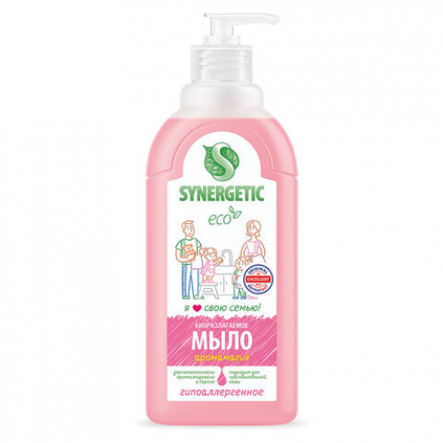 Мыло жидкое 500мл SYNERGETIC Аромомагия, гипоаллергенное, биоразлагаемое, дозатор,, 105057/14
