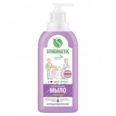 Мыло жидкое 500мл SYNERGETIC Лаванда, гипоаллергенное, биоразлагаемое, дозатор, 105054/14