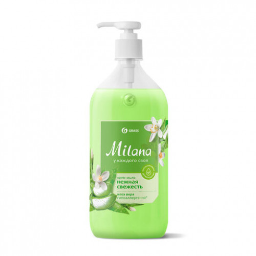 Мыло-крем жидкое гипоаллергенное 1л GRASS MILANA Алоэ Вера, дозатор, 126601
