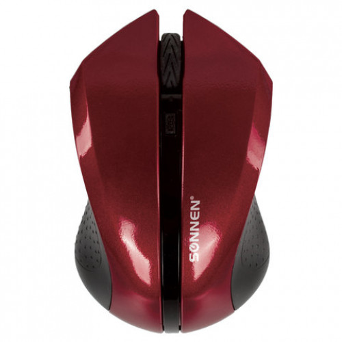 Мышь беспроводная SONNEN WM-250Br, USB, 1600 dpi, 3 кнопки + 1 колесо-кнопка, оптическая, бордовая, 512641