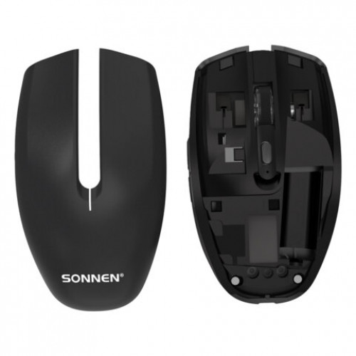 Мышь беспроводная USB, 800/1200/1600 dpi, 5 кнопок + колесо-кнопка, оптическая, SONNEN Q80, черная, 513945