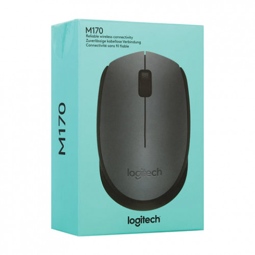 Мышь беспроводная LOGITECH M170, 2 кнопки + 1 колесо-кнопка, оптическая, черная, 910-004642