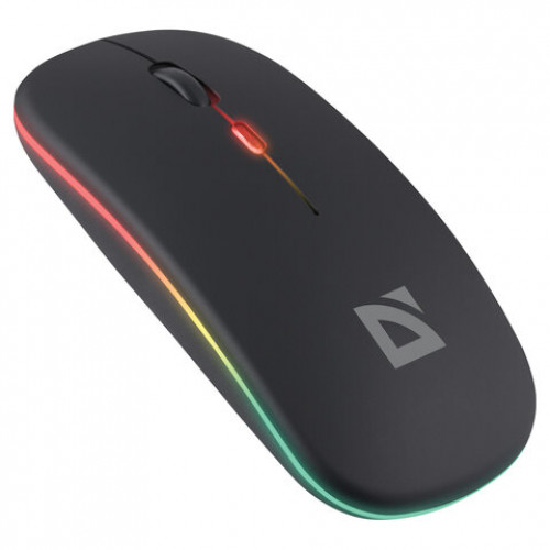 Мышь беспроводная DEFENDER Coda MB-261, 2.4ГГц+BT, радужная, 3кнопки+1колесо, 300мАч, черная, 52261