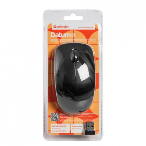 Мышь беспроводная DEFENDER Datum MM-035 B, 2 кнопки + 1 колесо-кнопка, лазерная, черная, 52035