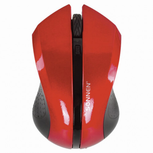 Мышь беспроводная SONNEN WM-250R, USB, 1600 dpi, 3 кнопки + 1 колесо-кнопка, оптическая, красная, 512643