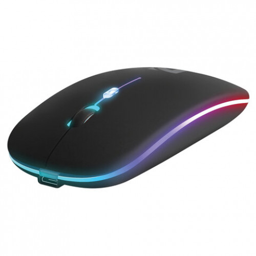 Мышь беспроводная DEFENDER Coda MB-261, 2.4ГГц+BT, радужная, 3кнопки+1колесо, 300мАч, черная, 52261