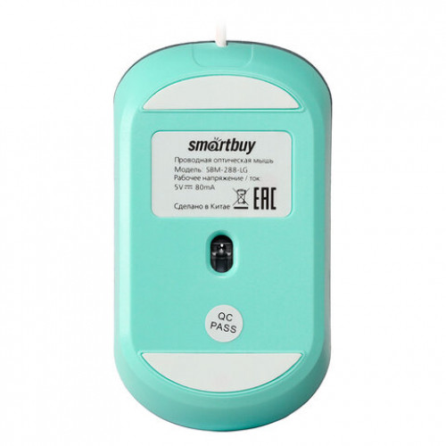 Мышь проводная бесшумная SMARTBUY 288-K, USB, 3 кнопки+1 колесо, оптическая, зеленая 06826, SBM-288-LG