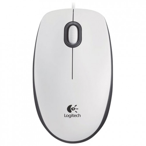 Мышь проводная LOGITECH M100, USB, 2 кнопки + 1 колесо-кнопка, оптическая, бело-черная