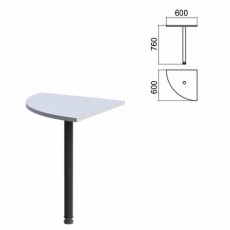 Стол приставной угловой Арго, 600х600х760 мм, серый/опора черная (КОМПЛЕКТ)