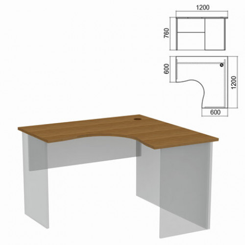 Стол компактный ЧАСТЬ 1 Арго, 1200х1200х760 мм, правый, орех, А-203.60