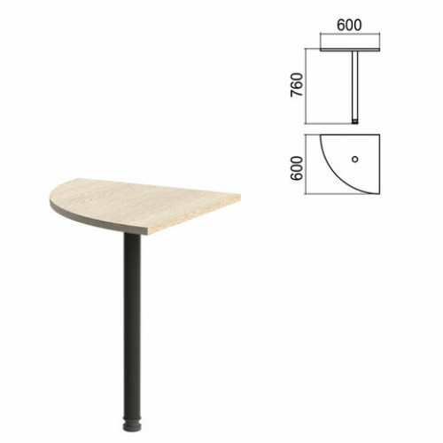 Стол приставной угловой Арго, 600х600х760 мм, ясень шимо/опора черная (КОМПЛЕКТ)