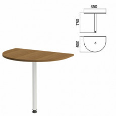 Стол приставной полукруг Арго, 850х600х760 мм, орех/опора хром (КОМПЛЕКТ)