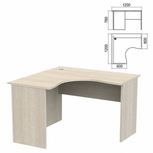 Стол компактный Арго, 1200х1200х760 мм, левый, ясень шимо (КОМПЛЕКТ)