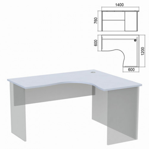 Стол компактный ЧАСТЬ 1 Арго, 1400х1200х760 мм, правый, серый