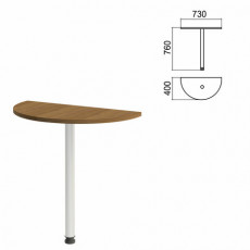 Стол приставной полукруг Арго, 730х400х760 мм, орех/опора хром (КОМПЛЕКТ)
