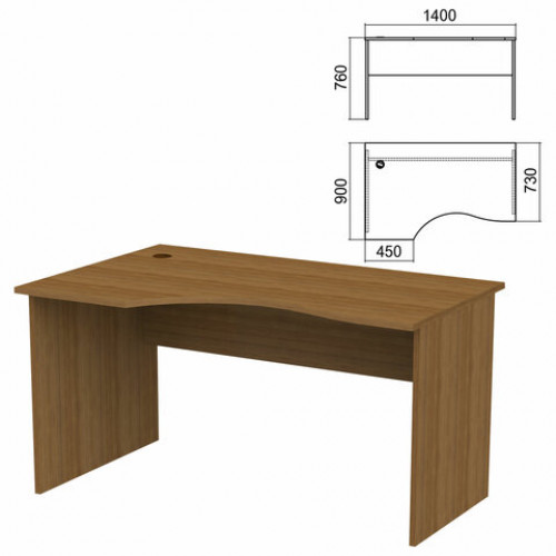 Стол эргономичный Арго, 1400х900х760 мм, левый, орех (КОМПЛЕКТ)