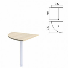 Стол приставной угловой Арго, 730х730 мм, БЕЗ ОПОРЫ, ясень шимо