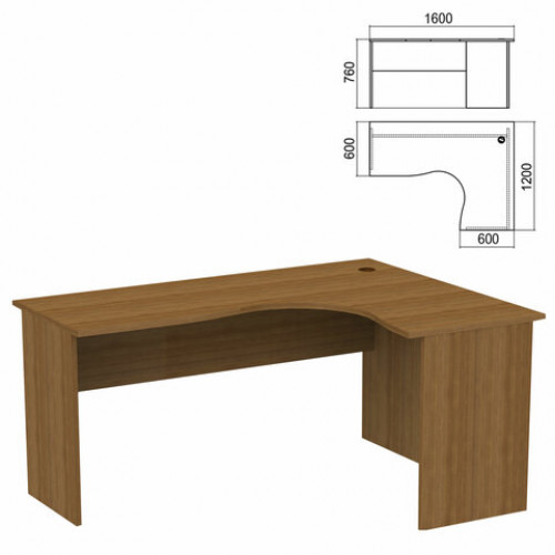 Стол компактный Арго, 1600х1200х760 мм, правый, орех (КОМПЛЕКТ)