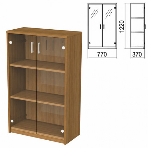 Шкаф закрытый со стеклом Арго, 770х370х1220 мм, орех (КОМПЛЕКТ)