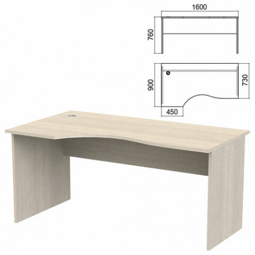 Стол эргономичный Арго, 1600х900х760 мм, левый, ясень шимо (КОМПЛЕКТ)