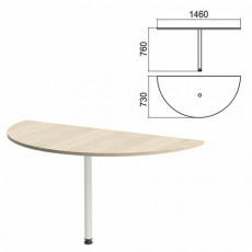 Стол приставной полукруг Арго, 1460х730х760 мм, ясень шимо/опора хром (КОМПЛЕКТ)
