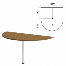 Стол приставной полукруг Арго, 1460х730х760 мм, орех/опора хром (КОМПЛЕКТ)