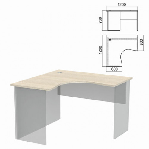 Стол компактный ЧАСТЬ 1 Арго, 1200х1200х760 мм, левый, ясень шимо, А-203.60