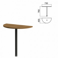 Стол приставной полукруг Арго, 730х400х760 мм, орех/опора черная (КОМПЛЕКТ)