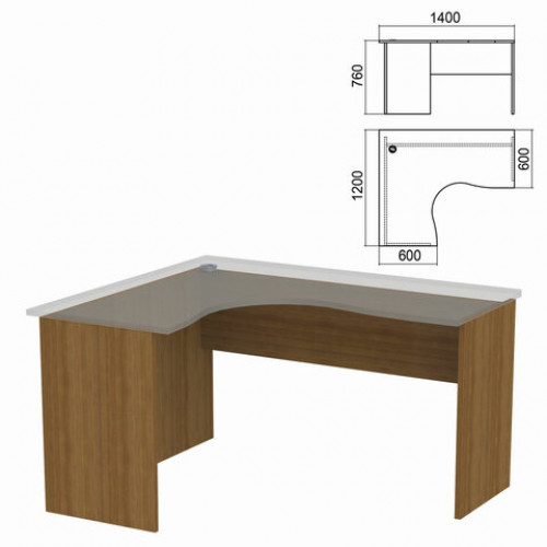 Стол компактный ЧАСТЬ 2 Арго, 1400х1200х760 мм, левый, орех