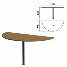 Стол приставной полукруг Арго, 1460х730х760 мм, орех/опора черная (КОМПЛЕКТ)