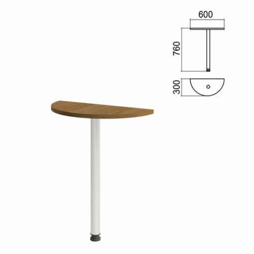 Стол приставной полукруг Арго, 600х300х760 мм, орех/опора хром (КОМПЛЕКТ)