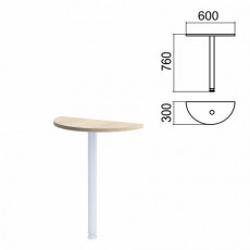Стол приставной полукруг Арго, 600х300 мм, БЕЗ ОПОРЫ, ясень шимо