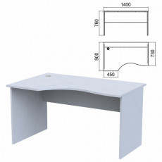 Стол эргономичный Арго, 1400х900х760 мм, левый, серый (КОМПЛЕКТ)