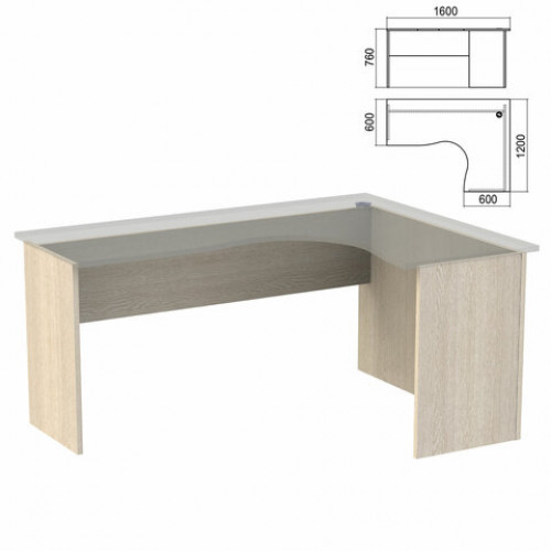 Стол компактный ЧАСТЬ 2 Арго, 1600х1200х760 мм, правый, ясень шимо