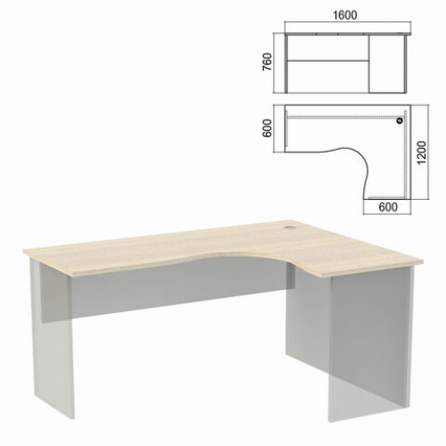 Стол компактный ЧАСТЬ 1 Арго, 1600х1200х760 мм, правый, ясень шимо