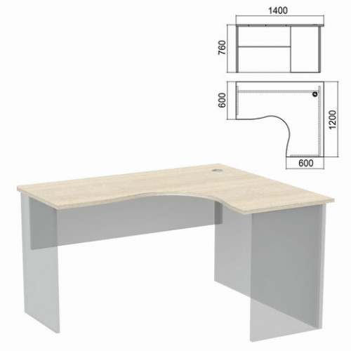 Стол компактный ЧАСТЬ 1 Арго, 1400х1200х760 мм, правый, ясень шимо