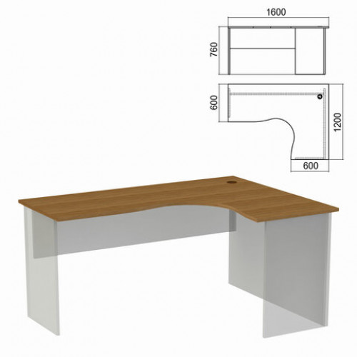Стол компактный ЧАСТЬ 1 Арго, 1600х1200х760 мм, правый, орех