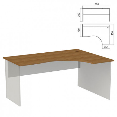 Стол эргономичный ЧАСТЬ 1 Арго, 1600х1200х760 мм, правый, орех
