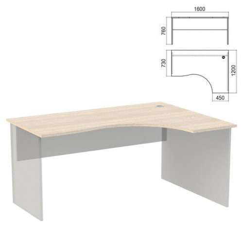 Стол эргономичный ЧАСТЬ 1 Арго, 1600х1200х760 мм, правый, ясень шимо